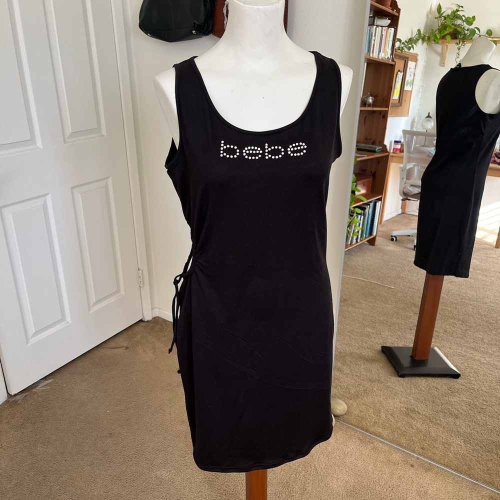 Bebe Black Sleeveless Logo Dress